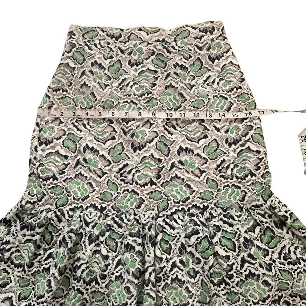 French Connection Green White Lace Pencil Peplum Skirt Size XXS